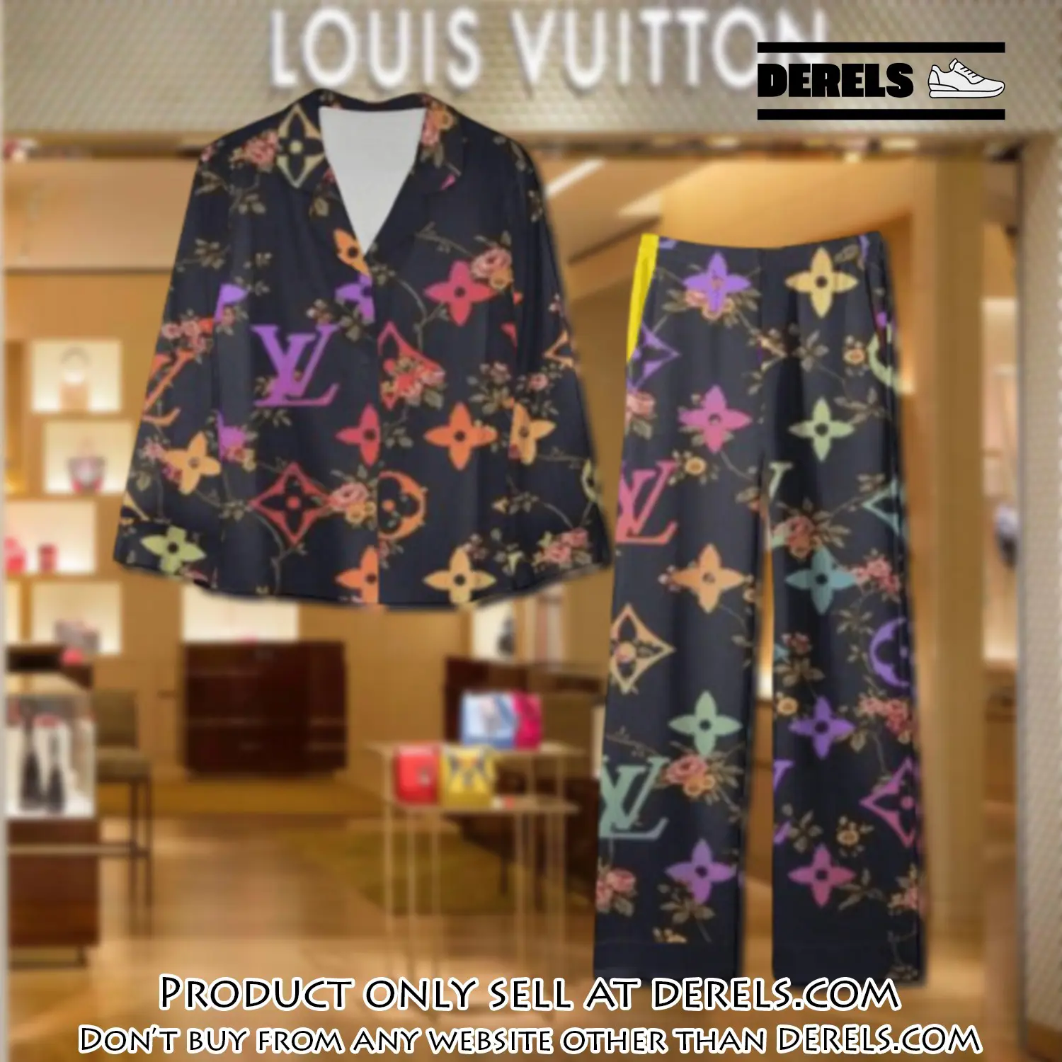 Trending luxury lv satin pajama set pjs1084 dr3423605